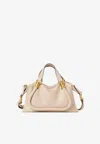 Chloé Small Paraty 24 Top Handle Bag In Shiny Leather In Beige
