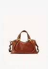 Chloé Small Paraty 24 Top Handle Bag In Shiny Leather In Brown