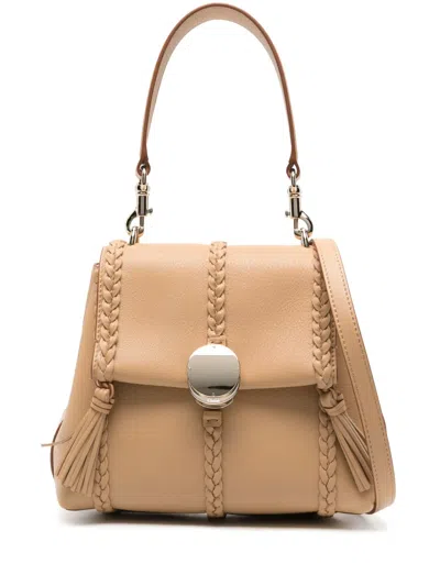 Chloé Penelope Leather Tote Bag In Neutrals