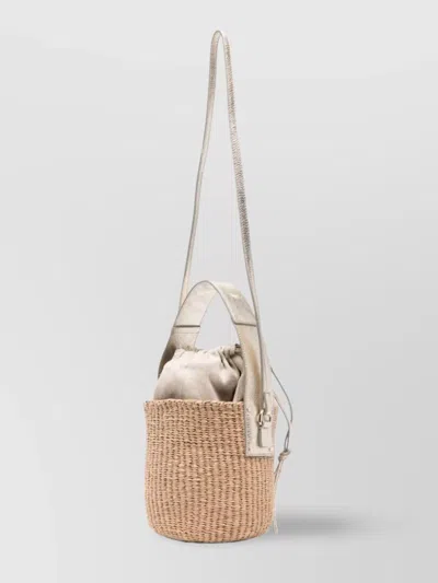 CHLOÉ SMALL RAFFIA BUCKET BAG WITH INTERWOVEN DESIGN