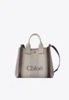 Chloé Small Raised Logo Canvas Tote Bag In Brown