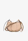 Chloé Floral Grey Calfskin Bag With Adjustable Shoulder Strap In Beige