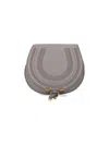 Chloé Marcie Small Saddle Crossbody Bag In Gray