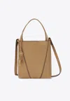 Chloé Small Spin Coffee Milk Leather Tote Bag In Beige