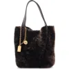 Chloé Small Spin Genuine Shearling Tote In Brown