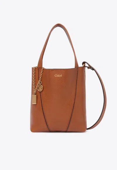 Chloé Small Spin Grained Leather Shoulder Bag In Brown