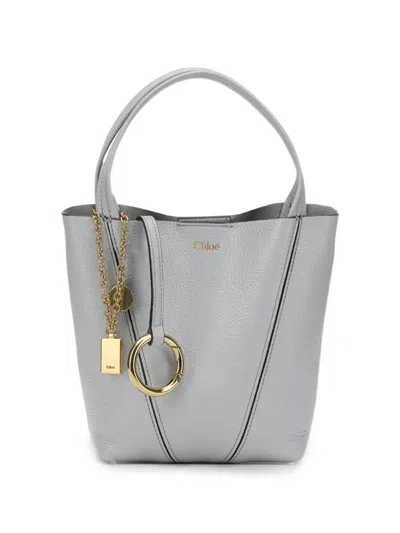 Chloé Small Spin Grained Leather Tote Bag In Gray