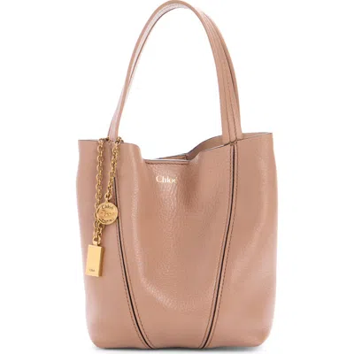 Chloé Small Spin Leather Crossbody Tote In Pink