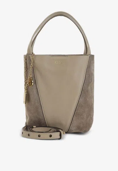 Chloé Small Spin Leather Shoulder Bag In Brown