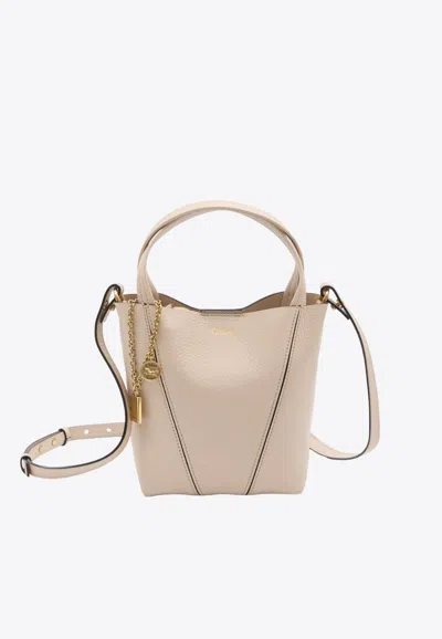 Chloé Small Spin Leather Tote Bag In Pink