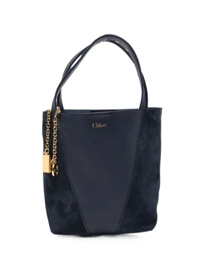 Chloé Small Spin Panelled Tote Bag In Blue