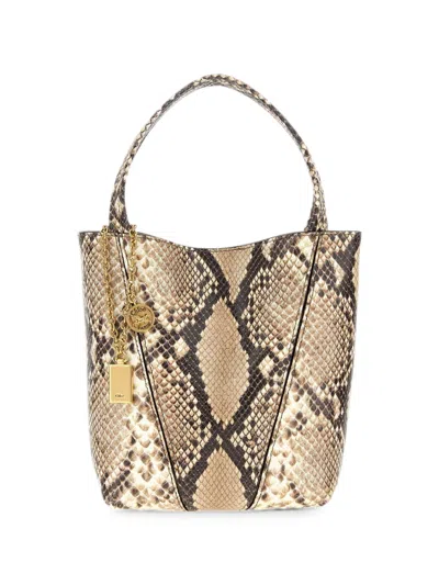 Chloé Small Spin Snake-print Leather Tote Bag In Multi
