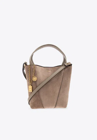 Chloé Small Spin Suede Top Handle Bag In Sand