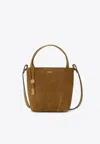 Chloé Small Spin Suede Tote Bag In Green