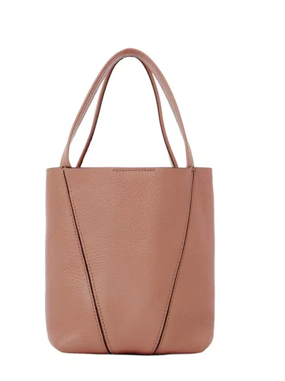 Chloé Small Spin Tote Bag In Grained Leather In Brown