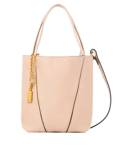 Chloé Small Spin Tote In Grained Leather Bags In Pink