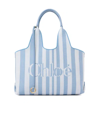 Chloé Small Stripy East-west Tote Bag In Purple
