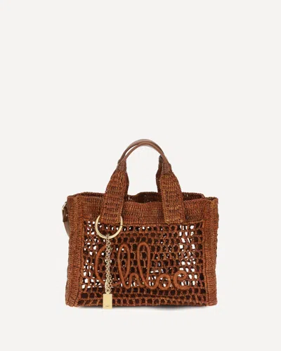 Chloé Small Summer Banana East-west Tote Bag In Brown