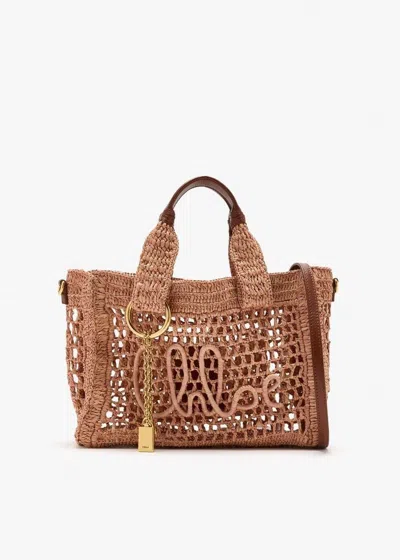 Chloé Small Summer Banana Logo-embroidered Woven Tote Bag