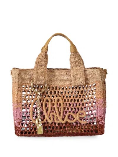 Chloé Small Summer Banana Logo-patch Tote Bag In Nude