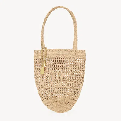 Chloé Small Summer Banana Tote Bag In Raffia Beige Size Onesize 100% Raffia