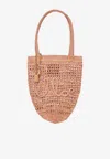 Chloé Small Summer Banana Tote Bag In Raffia In Sand