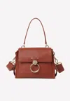 Chloé Mini Tess Day Shoulder Bag In Grained Leather In Brown