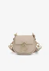 Chloé Small Tess Leather And Suede Crossbody Bag In Beige
