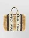 Chloé Small Woody Tote Bag In Shearling In Neutral