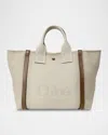 Chloé Small Tote Bag In Jacquard Canvas In Brown