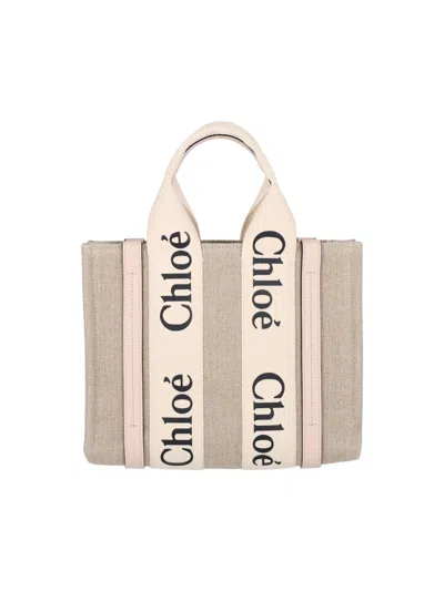 Chloé Small Tote Bag "woody" In Pink
