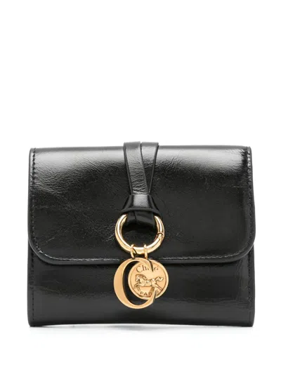 Chloé Small Tri-fold Alphabet Wallet In Black