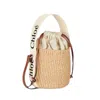 Chloé Woody Small Mifuko Basket Bag In Fair Trade Paper Embellished With Linen In White