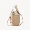 Chloé Small Woody Basket In Natural Fibers Orange Size Onesize 100% Paper, Calf-skin Leather
