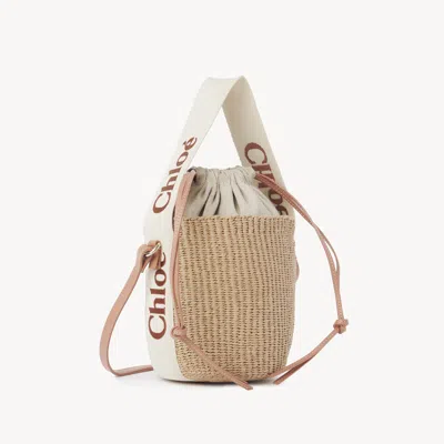 Chloé Small Woody Basket In Natural Fibers Orange Size Onesize 100% Paper, Calf-skin Leather