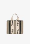Chloé Chloe Multicolor Fabric Small Woody Shopping Bag In Sand