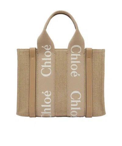 Chloé Small Woody Crossbody Bag In Nude