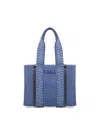 CHLOÉ CHLOE SMALL WOODY DENIM TOTE BAG