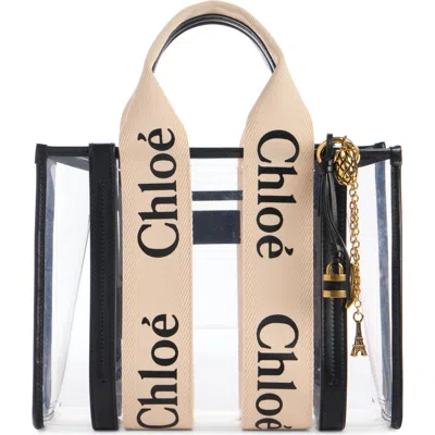 Chloé Small Woody Jelly & Leather Tote Bag In White