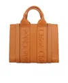 Chloé Small Woody Tote Bag In Calf Leather In Brown
