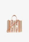 Chloé Small Woody Linen Tote Bag In Neutral
