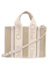Chloé Small Woody Logo-strap Tote Bag In Nude