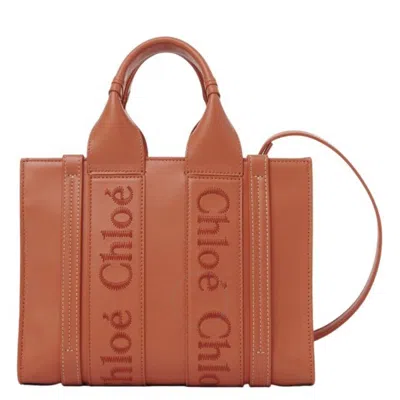 Chloé Chloe Small Woody Logo Tote Bag In Brown