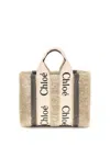 Chloé Small Woody Shearling Tote Bag In White
