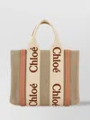Chloé Small Woody Shopping Bag In Multicolor Linen In Neutral