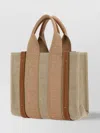 CHLOÉ SMALL WOODY SHOPPING BAG WITH LEATHER TRIM