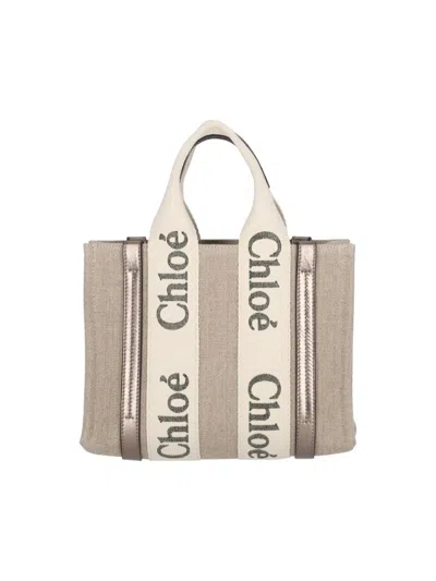 Chloé Small "woody" Tote Bag – Beige