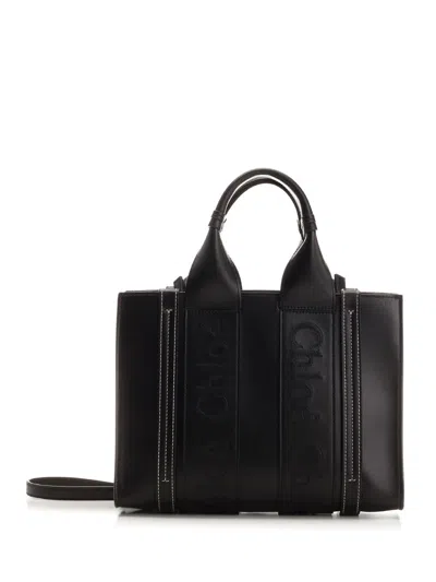 Chloé Small Woody Tote Bag In Black