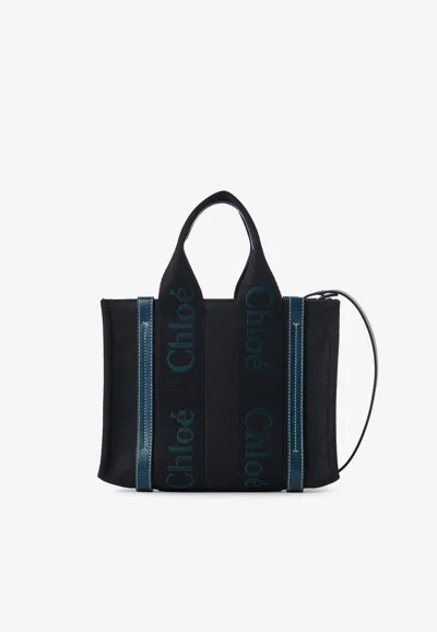 Chloé Small Woody Leather Tote In Black 001