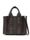 Chloé Woody Mini Black Leather Bag In Brown